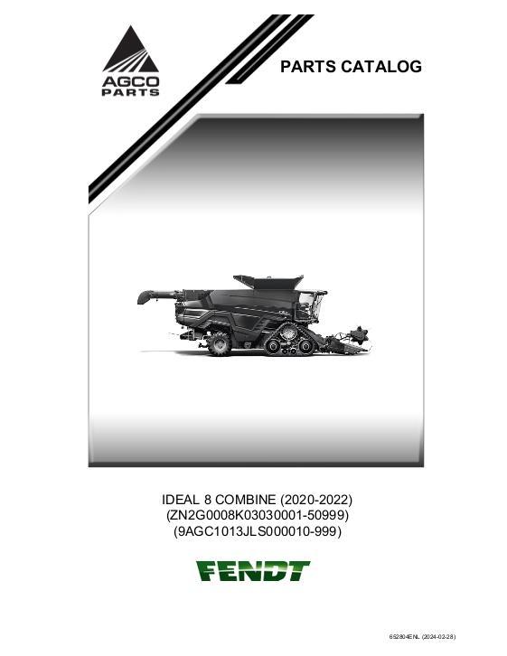 AGCO IDEAL 8 Combine (2020-2022) Parts Book 652804ENL English