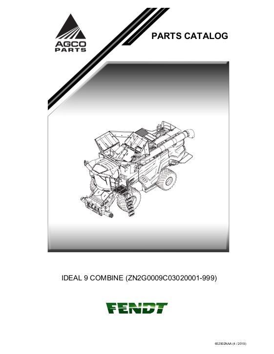 AGCO IDEAL 9 Combine (2019, eff sn ZN2G0009C03020001) Parts Book 652902NAA English