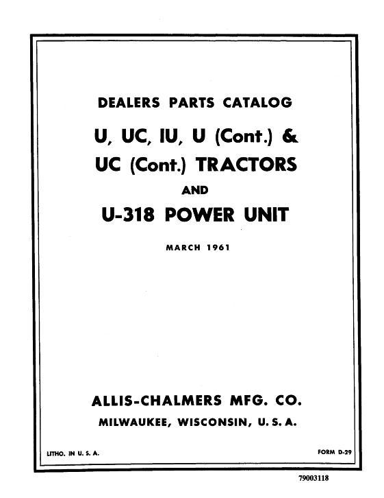 AGCO IU U UC Tractor Parts Book 79003118 English