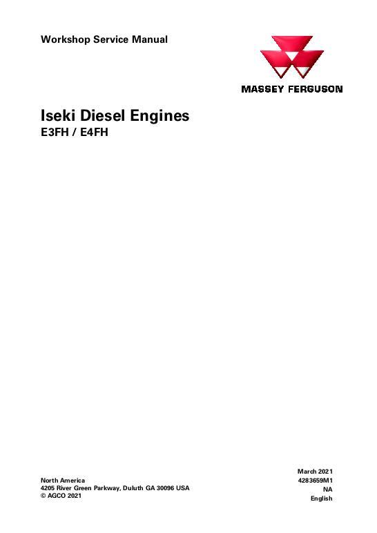 AGCO Iseki E3FH E4FH Diesel Engines Service Manual 4283659M1 English