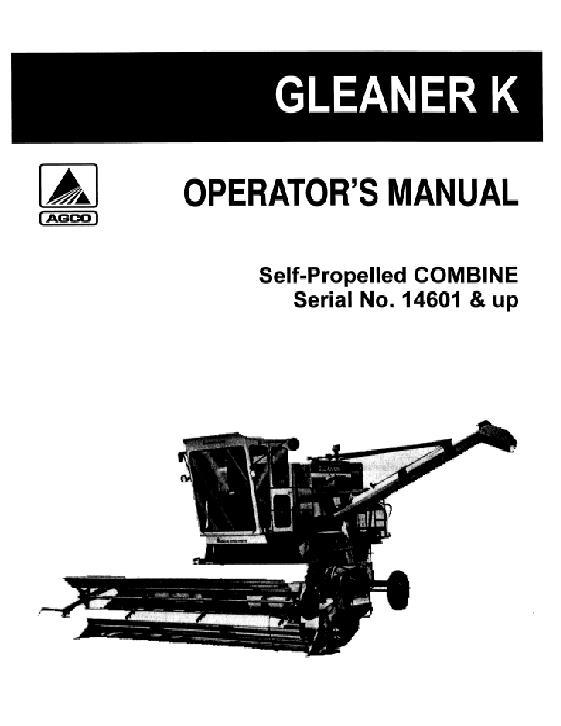 AGCO K Combine (sn 14601-21800) Operator Manual 71184571 English 1 AGCO K Combine (sn 14601-21800) Operator Manual 71184571 English