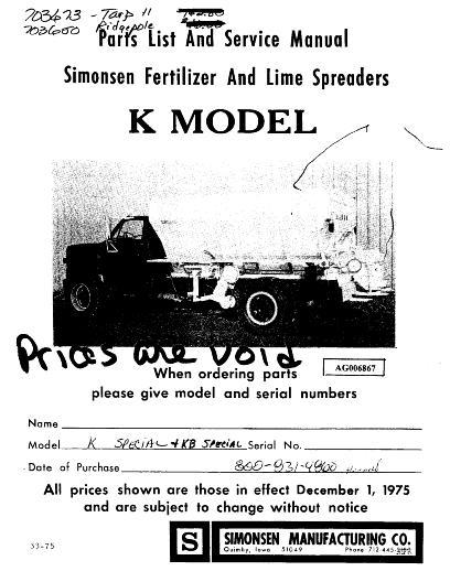 AGCO K Simonsen (fertliizer - lime spreader) Service Manual AG006867 English