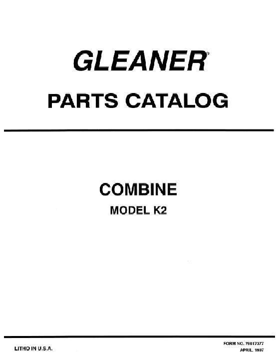 AGCO K2 Combine (eff sn 24201) Parts Book 79017377 English
