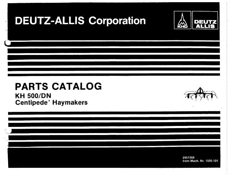AGCO KH500DN Tedder Parts Book 2951266 English