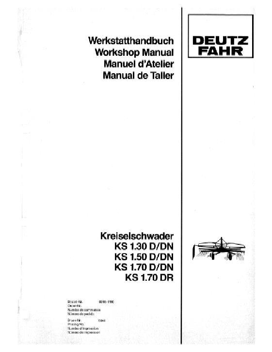 AGCO KS1.50AS KS1.50DN KS1.70D DN DR KS1.70D DN-USA Windrower Service Manual 2951190 English