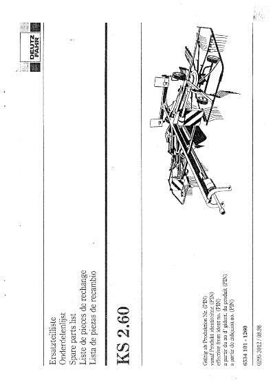 AGCO KS2.60 Rotary Windrower Parts Book 2953012 English