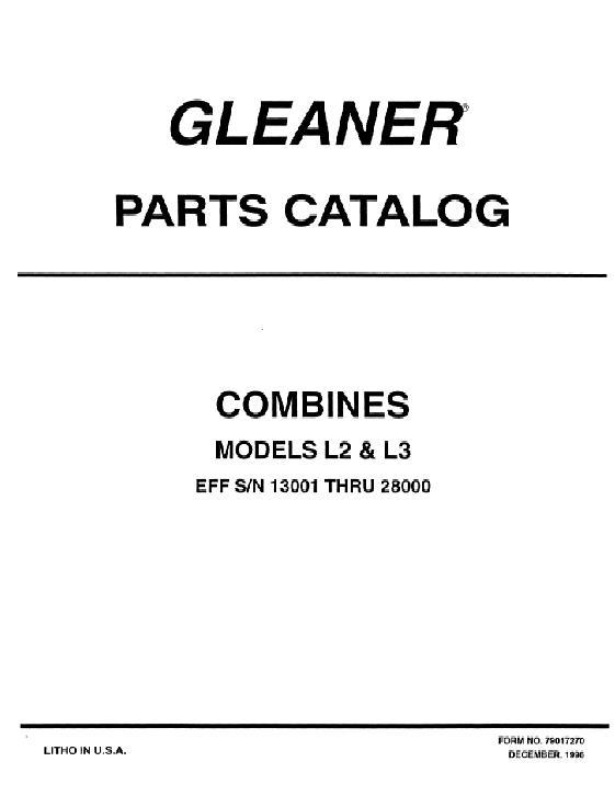 AGCO L2 Combine (eff sn 13000-28001) Parts Book 79017270 English