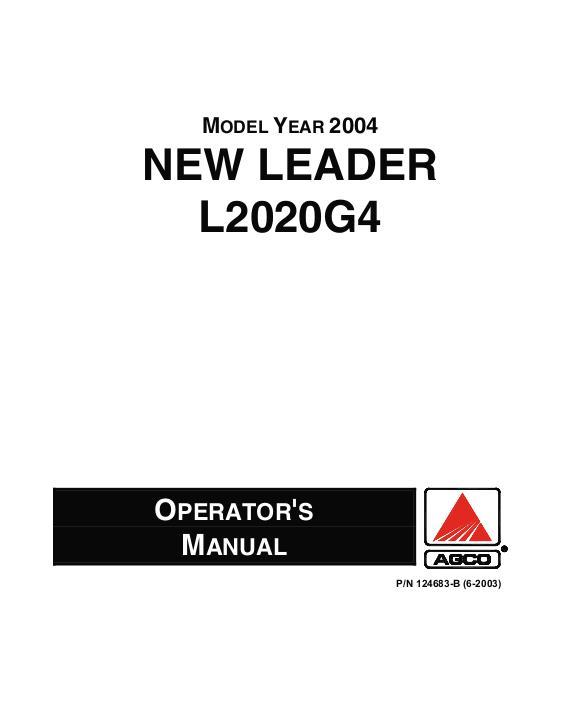 AGCO L2020G4 Applicator (dry spreader, 2004) Operator Manual WR124683 English