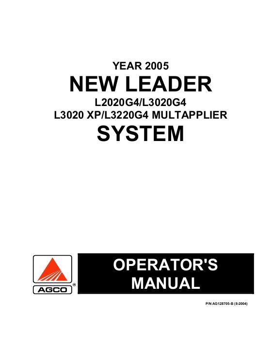 AGCO L2020G4 L3020G4 L3020XP L3220G4 (system, eff sn Pxxx1001) Operator Manual AG128705B English 1 AGCO L2020G4 L3020G4 L3020XP L3220G4 (system, eff sn Pxxx1001) Operator Manual AG128705B English