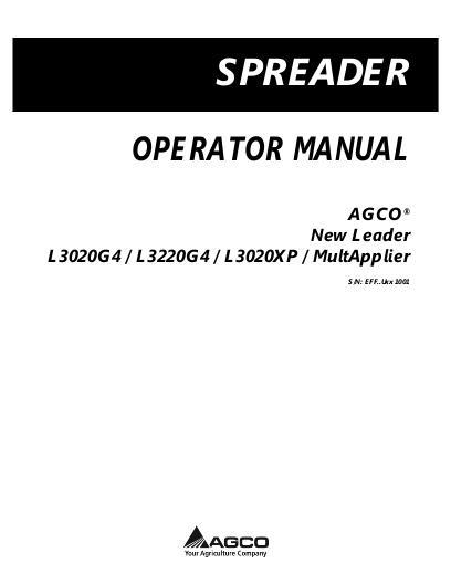 AGCO L2020G4 L3020G4 L3020XP L3220G4 (system, eff sn Uxxx1001) Operator Manual 515109D1B English 1 AGCO L2020G4 L3020G4 L3020XP L3220G4 (system, eff sn Uxxx1001) Operator Manual 515109D1B English