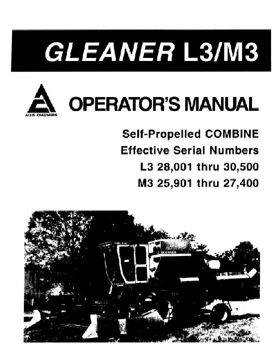 AGCO L3 (eff sn 28001-30500) M3 (eff sn 25901-27400) Combine Operator Manual 71340764 English 1 AGCO L3 (eff sn 28001-30500) M3 (eff sn 25901-27400) Combine Operator Manual 71340764 English