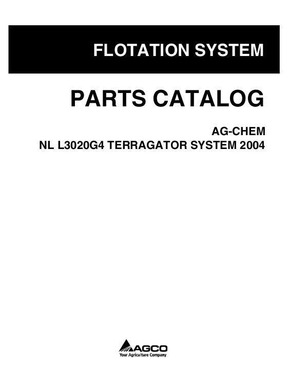 AGCO L3020G4 TerraGator (system, eff sn Nxxx1001, 2004) Parts Book AG138111E English
