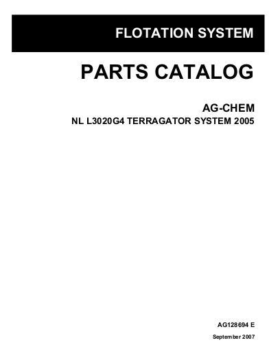 AGCO L3020G4 TerraGator (system, eff sn Pxxx1001, 2005) Parts Book AG128694E English