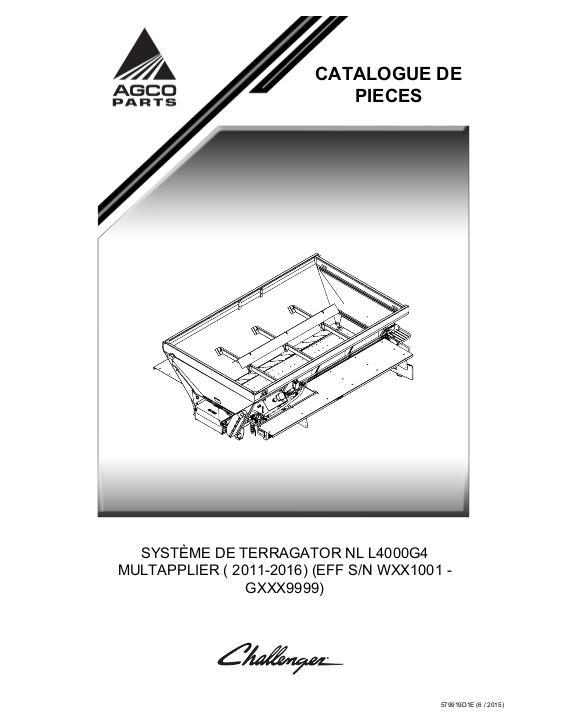 AGCO L4000G4 TerraGator (system, Wxx1001 - Gxxx9999, 2011 - 2016) Parts Book 579919D1E French