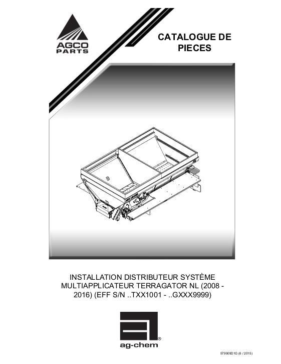 AGCO L4000G4 TerraGator (system, dealer installed, eff Txx1001, 2008) Parts Book 579909D1G French