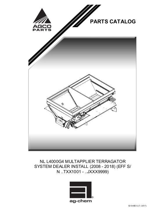 AGCO L4000G4 TerraGator (system, eff Txxx1001, 2008, dealer install) Parts Book 531348D1J English