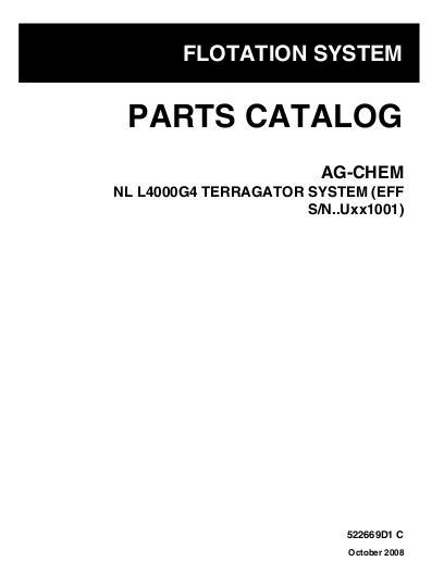 AGCO L4000G4 TerraGator (system, eff sn Uxxx1001, 2009) Parts Book 522669D1C English