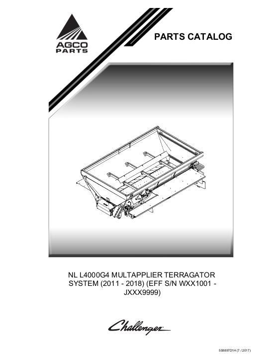 AGCO L4000G4 TerraGator (system, eff sn Wxx1001, 2011) Parts Book 558897D1H English