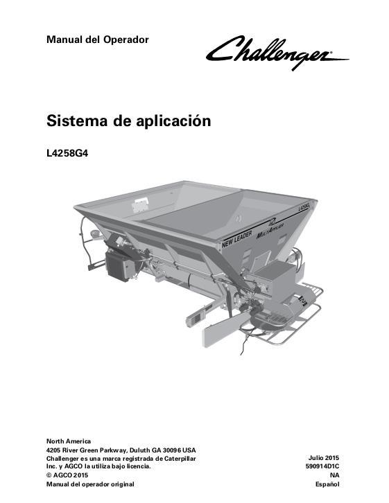 AGCO L4258G4 MultApplier Application (system, eff Xxxx1001) Operator Manual 590914D1C Spanish 1 AGCO L4258G4 MultApplier Application (system, eff Xxxx1001) Operator Manual 590914D1C Spanish