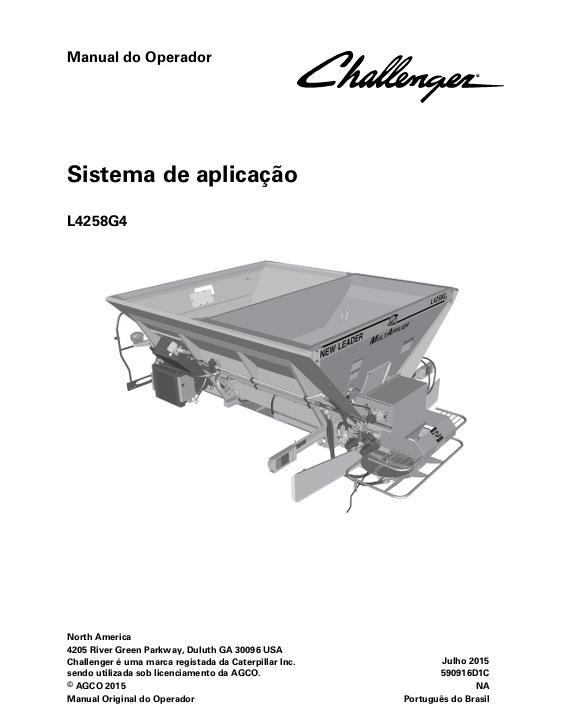 AGCO L4258G4 MultApplier Application (system, eff sn Xxxx1001) Operator Manual 590916D1C Portuguese 1 AGCO L4258G4 MultApplier Application (system, eff sn Xxxx1001) Operator Manual 590916D1C Portuguese