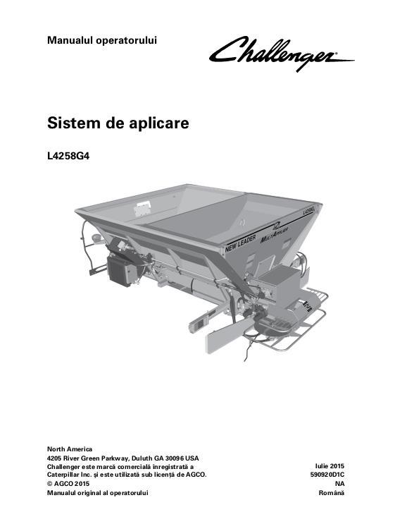 AGCO L4258G4 MultApplier Application (system, eff sn Xxxx1001) Operator Manual 590920D1C Romanian 1 AGCO L4258G4 MultApplier Application (system, eff sn Xxxx1001) Operator Manual 590920D1C Romanian