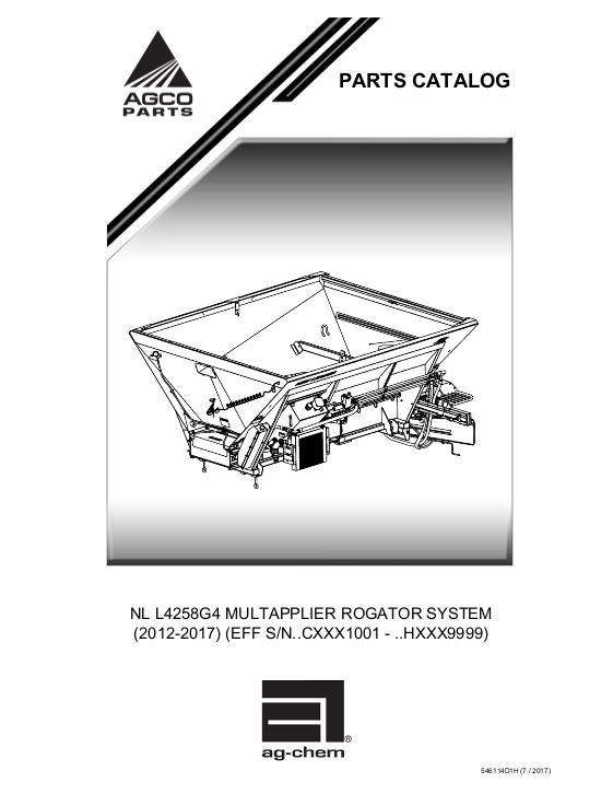 AGCO L4258G4 MultApplier (system, eff sn Cxxx1001, 2012) Parts Book 546114D1H English