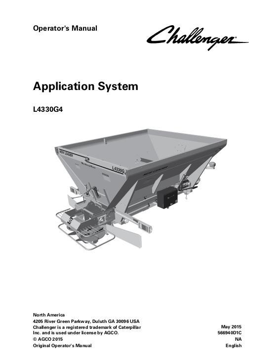 AGCO L4330G4 MultApplier (system, eff sn Wxxx1001) Operator Manual 566940D1C English 1 AGCO L4330G4 MultApplier (system, eff sn Wxxx1001) Operator Manual 566940D1C English