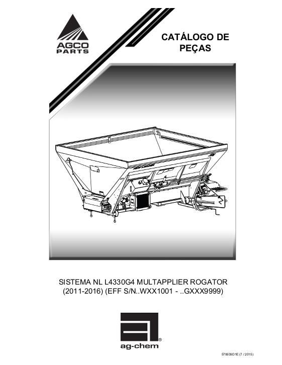 AGCO L4330G4 RoGator (system, sn Wxx1001 - Gxxx9999, 2011 - 2016) Parts Book 579939D1E Portuguese