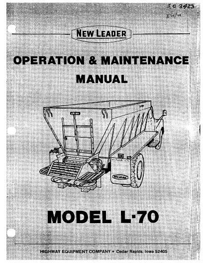 AGCO L70 New Leader (system) Operator Manual AG030045 English 1 AGCO L70 New Leader (system) Operator Manual AG030045 English