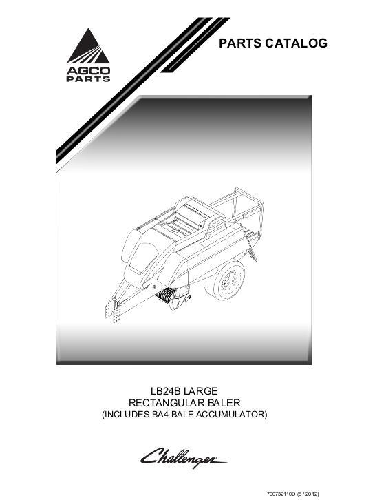 AGCO LB24B Baler BA4 Bale Accumulator Parts Book 700732110D English