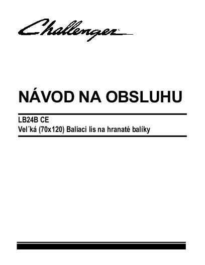 AGCO LB24B Baler (CE) Operator Manual 700731980D Slovakian 1 AGCO LB24B Baler (CE) Operator Manual 700731980D Slovakian