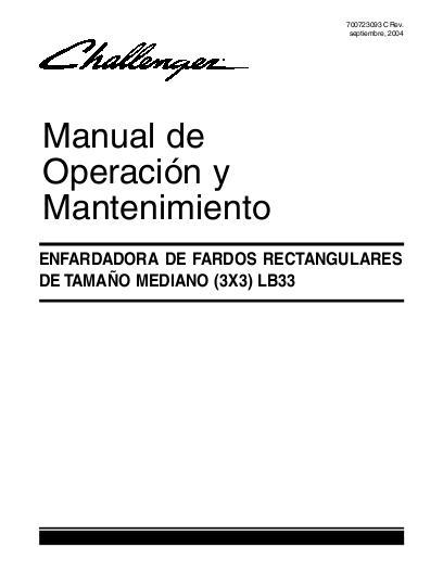 AGCO LB33 Baler (with BC electronics) Operator Manual 700723093C Spanish 1 AGCO LB33 Baler (with BC electronics) Operator Manual 700723093C Spanish