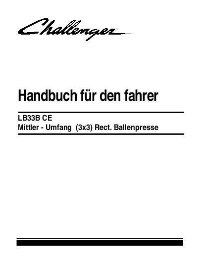 AGCO LB33B Baler (CE) Operator Manual 700731168C German 1 AGCO LB33B Baler (CE) Operator Manual 700731168C German