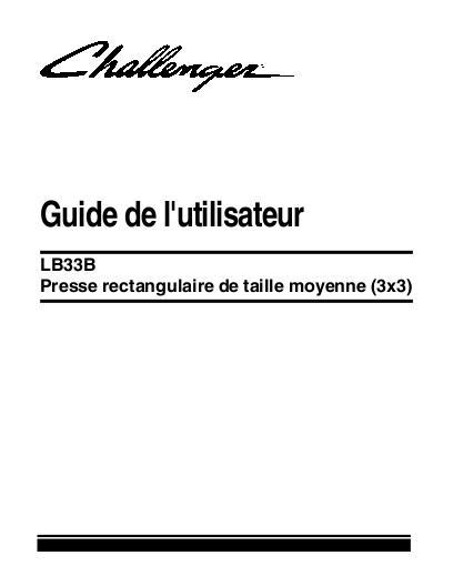 AGCO LB33B Baler Operator Manual 700728681C French 1 AGCO LB33B Baler Operator Manual 700728681C French