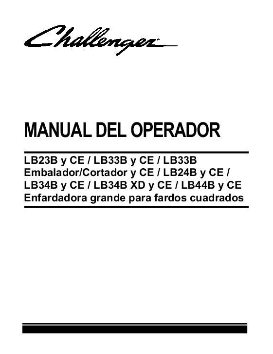 AGCO LB33B Packer Cutter LB34B XD Big Square Baler Operator Manual 700734787D Spanish 1 AGCO LB33B Packer Cutter LB34B XD Big Square Baler Operator Manual 700734787D Spanish
