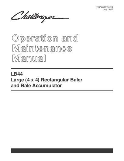 AGCO LB44 Baler (w bale accumulator) Operator Manual 700720899B English