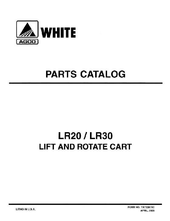 AGCO L&R-20 L&R-30 Transport Cart (lift & rotate) Parts Book 700720670C English