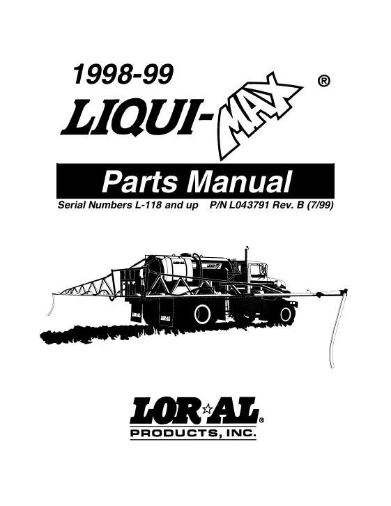 AGCO Liqui-Max Loral (eff sn L-118, 1998-99) Parts Book L043791B English