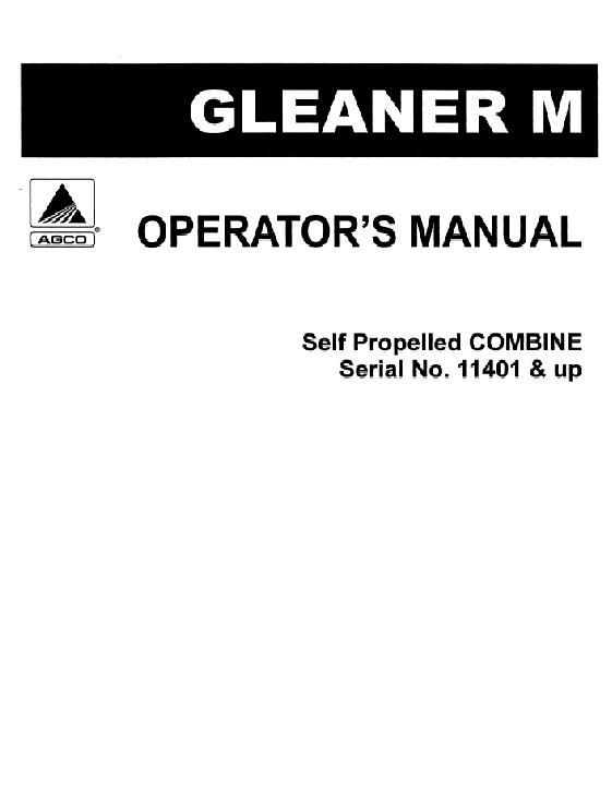 AGCO M Combine (eff sn 11401-15400) Operator Manual 71187744 English