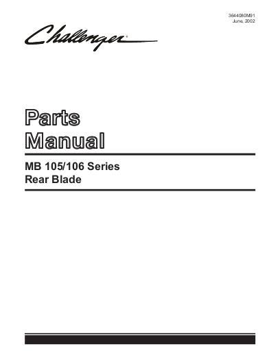 AGCO MB105 MB106 Rear Blade Parts Book 3644080M91 English