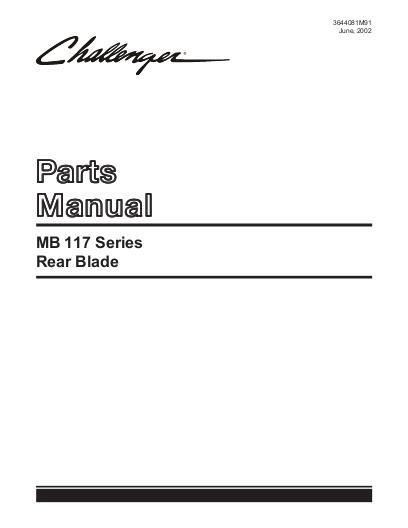 AGCO MB117 Rear Blade Parts Book 3644081M91 English