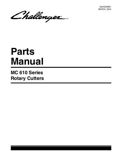 AGCO MC610 Rotary Cutter Parts Book 3644394M91 English
