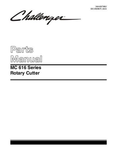AGCO MC616 Rotary Cutter Parts Book 3644087M92 English