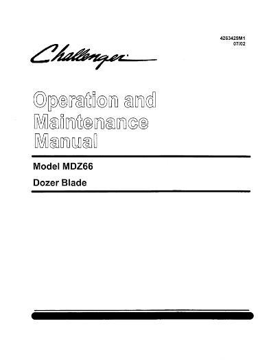 AGCO MDZ66 Dozer Blade Operator Manual 4263429M1 English