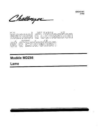 AGCO MDZ66 Dozer Blade Operator Manual 4263431M1 French
