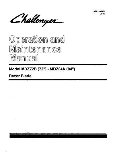 AGCO MDZ72B MDZ84B Dozer Blade Operator Manual 4263898M1 English