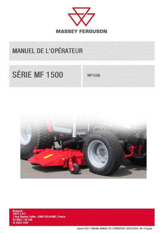 AGCO MF 1500 SERIES MOWER Operator Manual ACX5352600 French