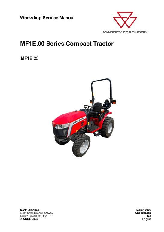 AGCO MF 1E.00 Series Conpact Tractor Service Manual ACT0086980 English