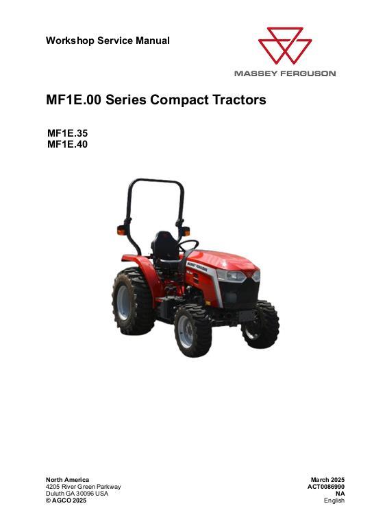 AGCO MF 1E.00 Series Conpact Tractor Service Manual ACT0086990 English
