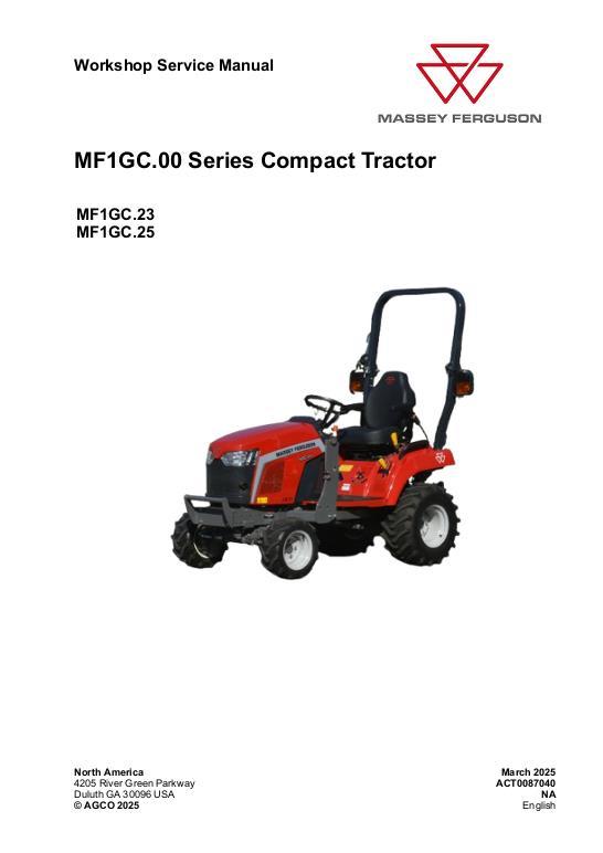 AGCO MF 1GC.00 Series Conpact Tractor Service Manual ACT0087040 English